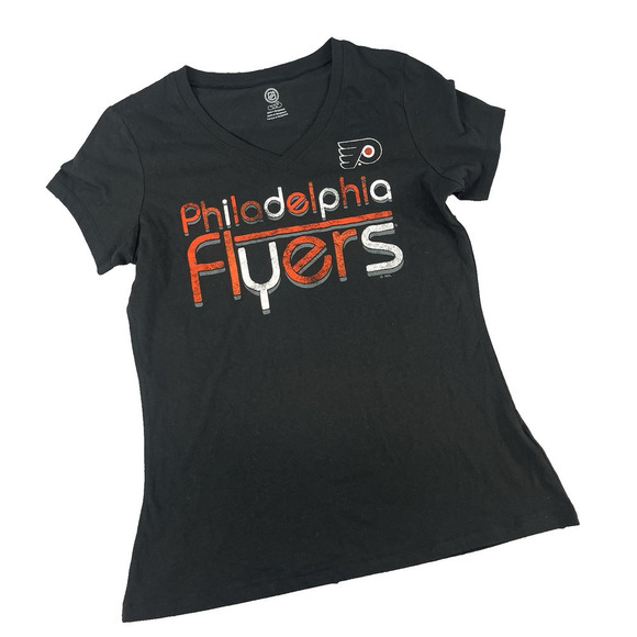 Philadelphia Flyers Hockey NHL Tee Shirt size Medium 8 10 Black Red Sports - Picture 1 of 6